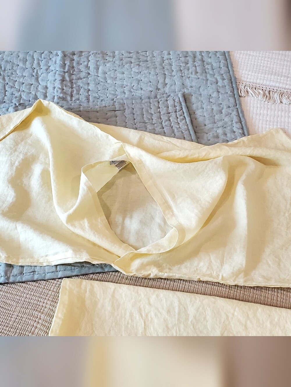 Quince 4 Linen King Pillow Shams, Sea Mist/Butter, NEW! - Picture 7 of 15